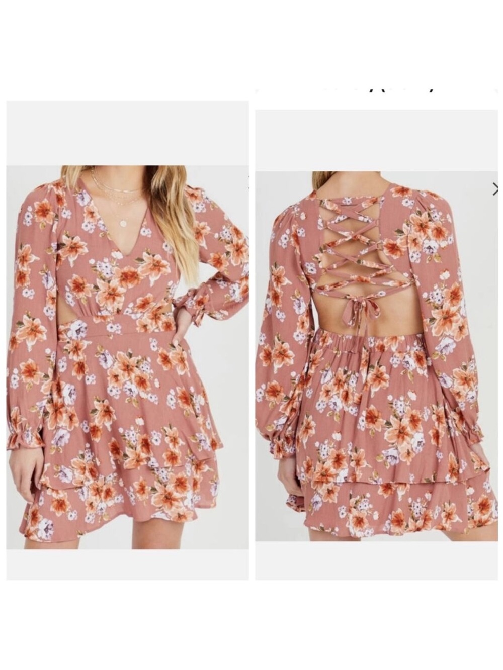 Altar'd State Dusty Rose Floral Dress size large